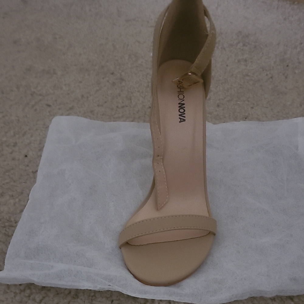Fashion Nova Tan Stiletto Heels Ankle-Strap